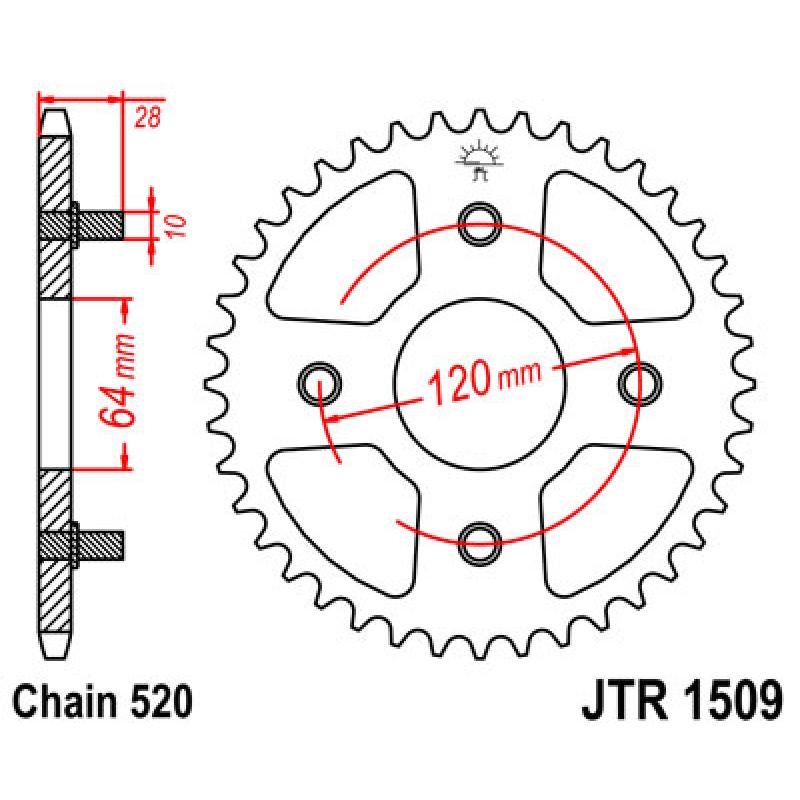 Купить Звездочка задняя JT Sprockets (шаг 520 ) JT JTR1509